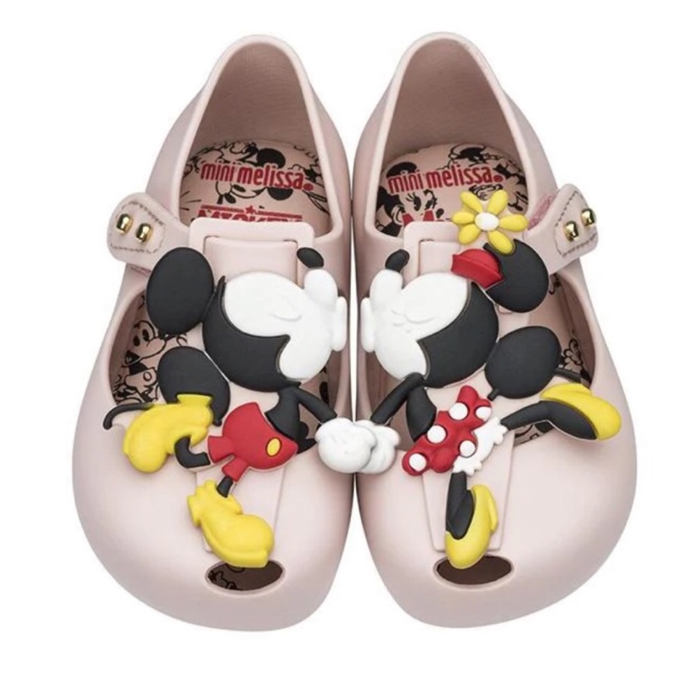 Mini Melissa Pink Disney Minnie & Mickey Kiss Shoes Size 5